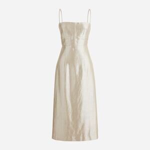 J.Crew 'Double' Silver Tie-Back Metallic Linen Dress Size 8